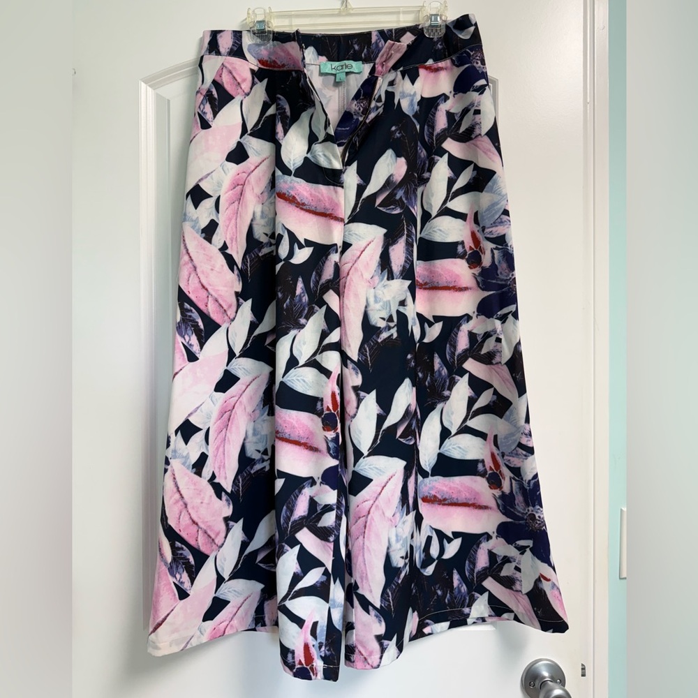 Karlie Wide Leg Women's Pink and Navy Floral Pants